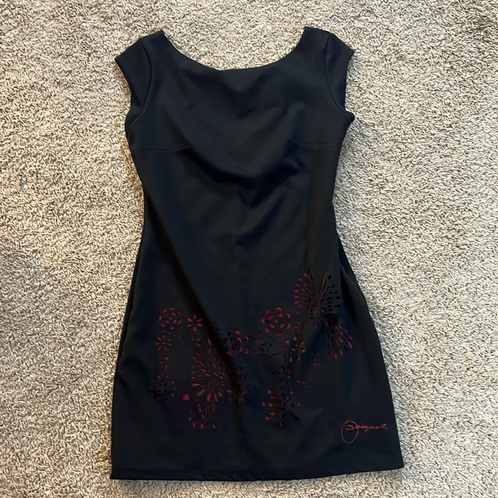 Desigual black & red laser cut dress
